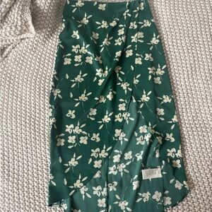 Urban Outfitters Asymmetrical Green Floral Skirt